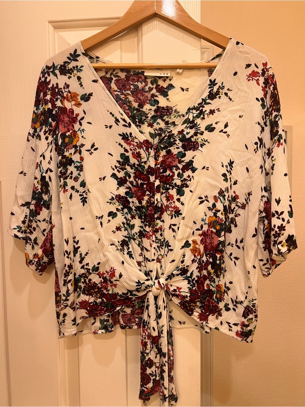 Boho Floral Tie-Front V-Neck Women's
